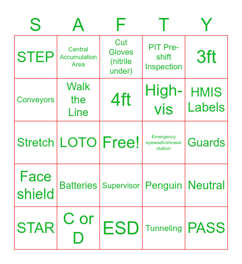 EHS COMMITTEE 2023 Bingo Card