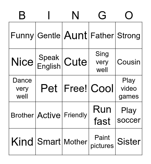 I can swim Bingo Card