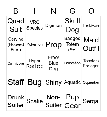 Midwest FurFest Suiter Bingo Card