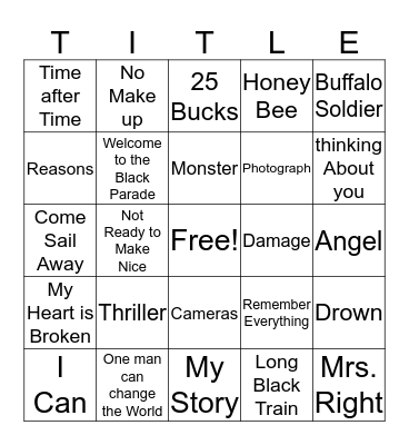 Song Titles  Bingo Card