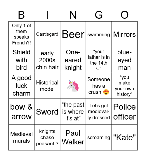 Timeline Bingo Card