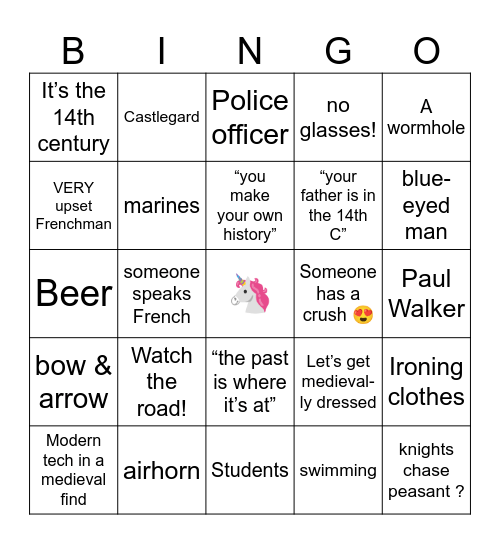 Timeline Bingo Card
