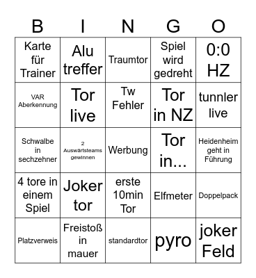 Bundesliga Bingo Card