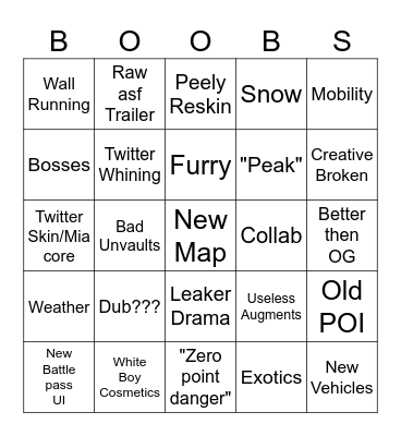 Fortnite :3 Bingo Card