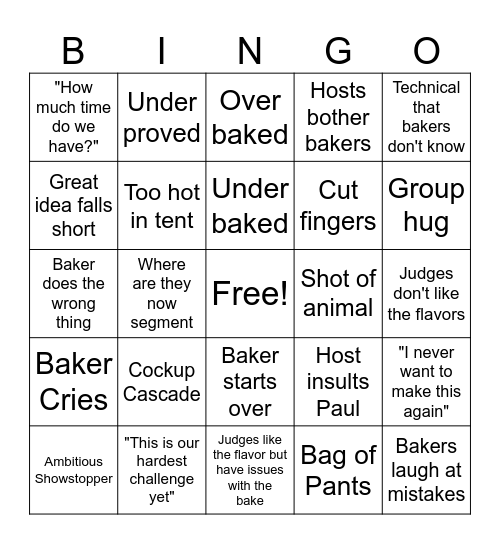 GBBS Finale Bingo Card