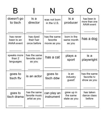 get to know people! Bingo Card