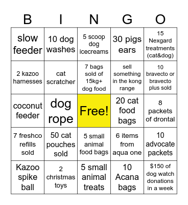 Animates Bingo Card