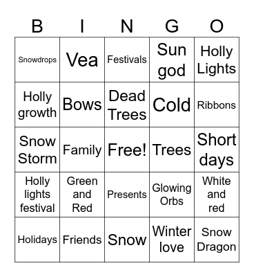 Holly Lights Bingo Card