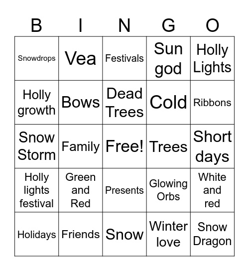 Holly Lights Bingo Card