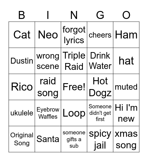 December Bingo Card