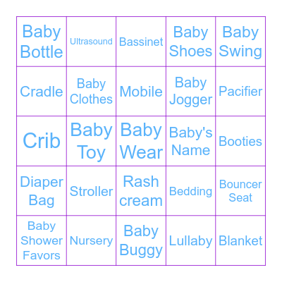 Kat's Baby Shower Bingo Card