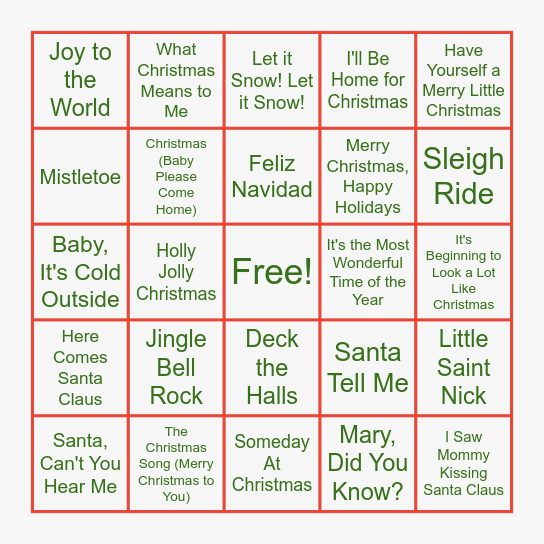 CHRISTMAS HITS Bingo Card