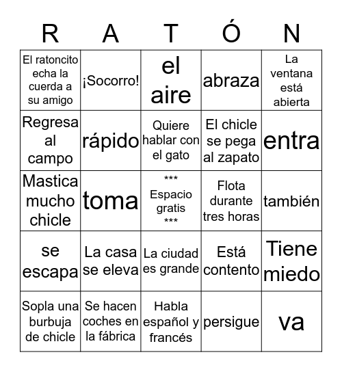 El ratoncito del campo Bingo Card