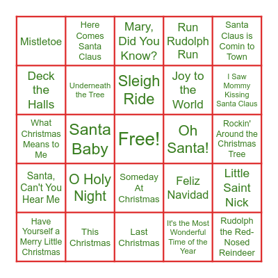 CHRISTMAS HITS Bingo Card