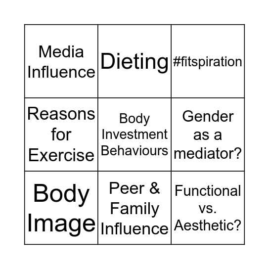 Body Investment Bingo Card