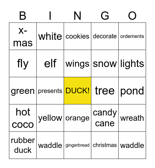 X-mas duck bingo Card