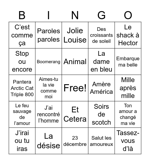 Bingo Franco Bingo Card