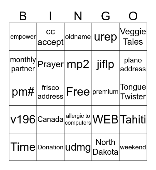 April Fools Bingo Card