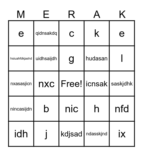 Merak Jaya Group Bingo Card