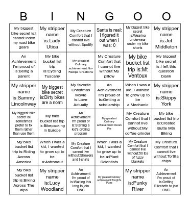 2023 ONC Christmas Party Bingo Card