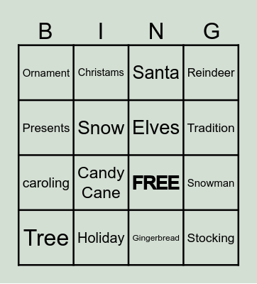 Christmas Bingo Card