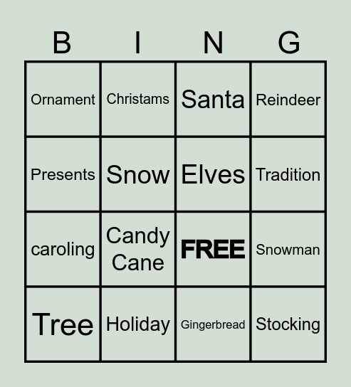 Christmas Bingo Card