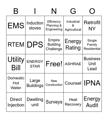 NYSERDA Bingo Card