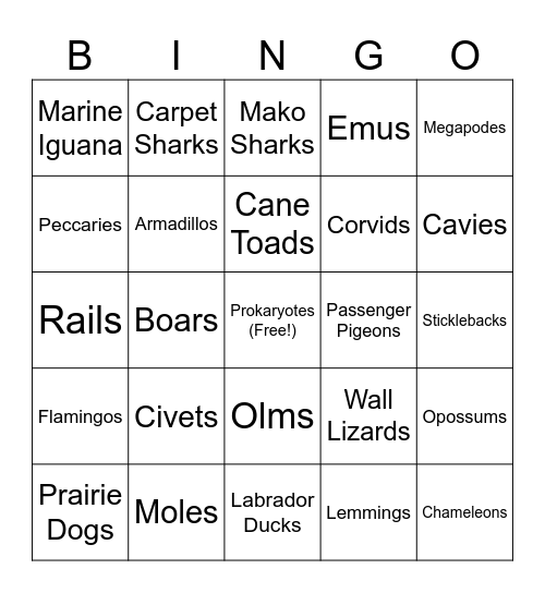 Cold Earth Survivors Bingo Card