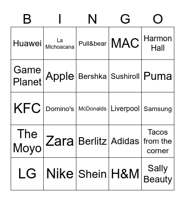 The best and the worst places Bingo Card