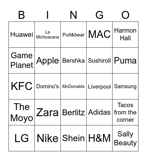 The best and the worst places Bingo Card
