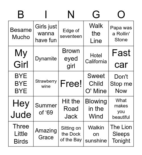 D Bingo Card