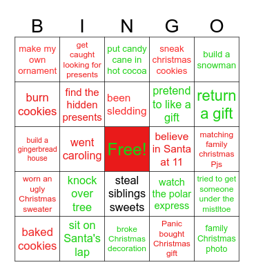 Christmas never have i ever Bingo Card