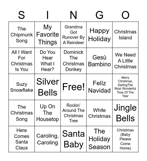 507 Holiday Fun Bingo Card