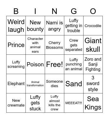 One Piece Anime Bingo (General/Spoiler-Free) Bingo Card