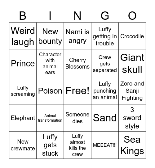 One Piece Anime Bingo (General/Spoiler-Free) Bingo Card