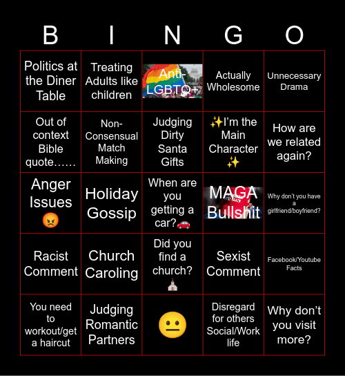 Family Christmas Bingo Card