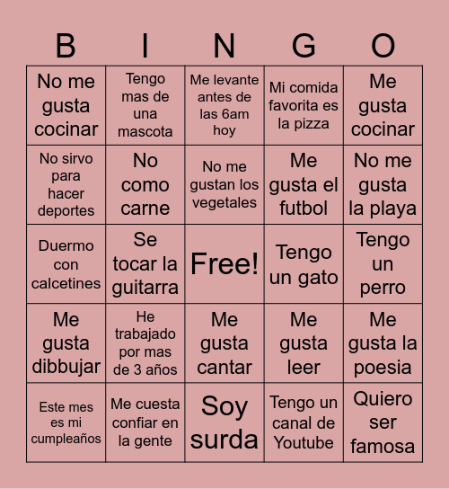 LATINA MENTORING PROGRAM Bingo Card