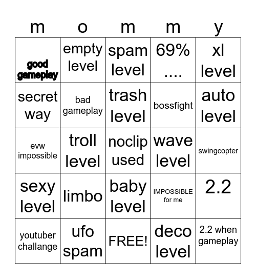 recent tab Bingo Card