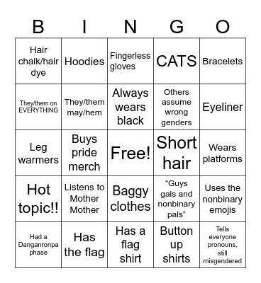 Nonbinary Bingo Card