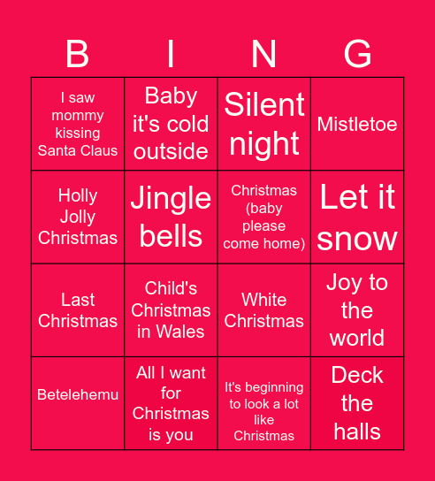 Christmas Music Bingo Card