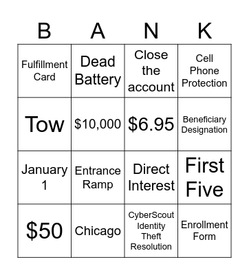 Benefits Checking Bingo! Bingo Card