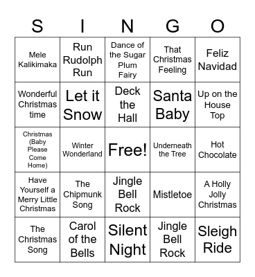 Happy Holidays Bingo Card