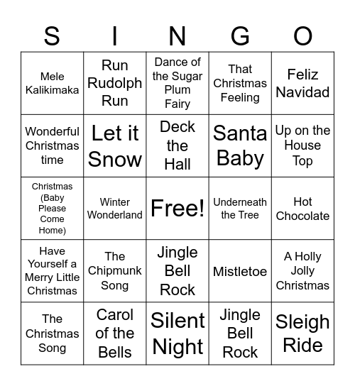 Happy Holidays Bingo Card