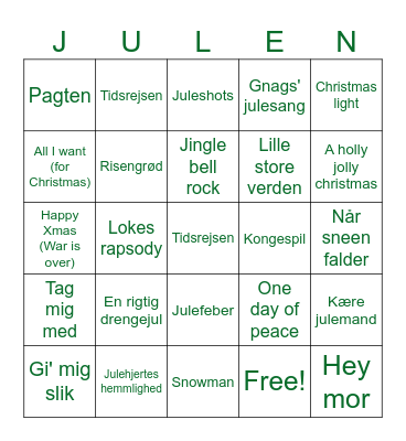 Julebanko Bingo Card