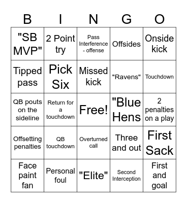 FOOTBALL! Bingo Card