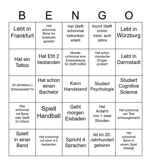 Beneffi Bingo Card