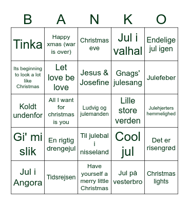 JULE Bingo Card