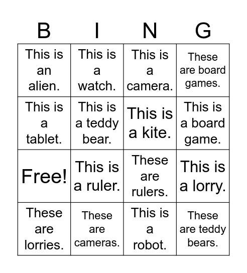 This is/These are Bingo Card