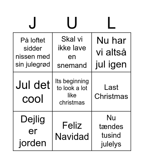 Julebingo i Ældre Sagen Bingo Card