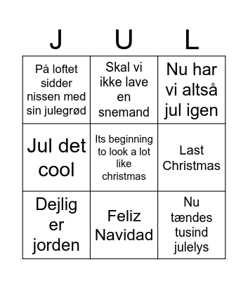 Julebingo i Ældre Sagen Bingo Card